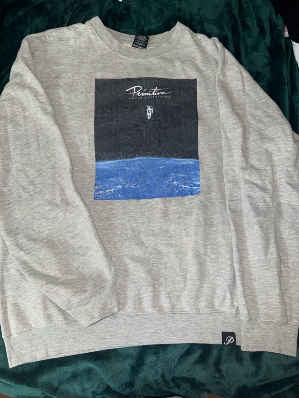 Primitive Above Everything Astronaut Grey Crewneck Sweatshirt - XL